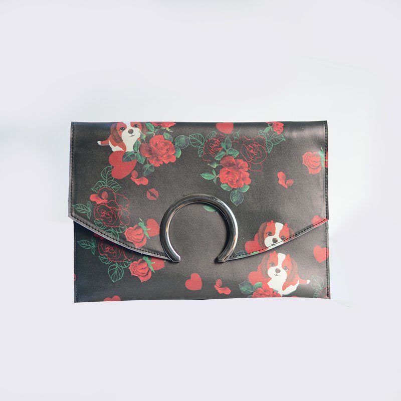 TOP-BEAUTY Arts & Crafts 2018 New Collection Pu Flower Printed Handbag Round Closure Envelope Floral Evening Bags image2